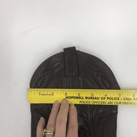 Vtg Nacona Boot Oxblood Leather Flame Stitch Cowboy Western Mens Sz 9.5D Rodeo - Picture 9 of 16